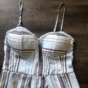 Grey, white and light blue stripped jumpsuit